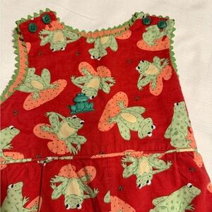 Red Frog Print Baby Romper